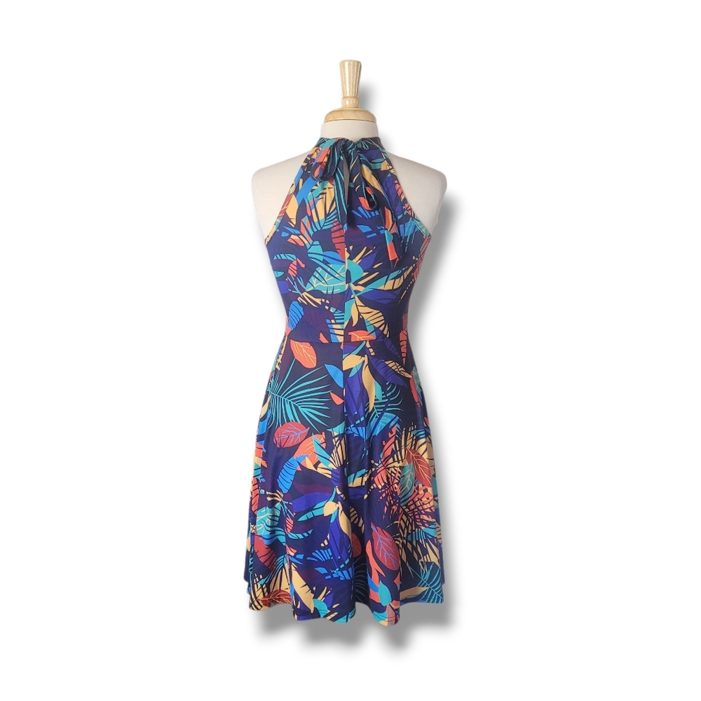 Ouges Halter Tropical Color Sleeveless Midi Dress… - image 7